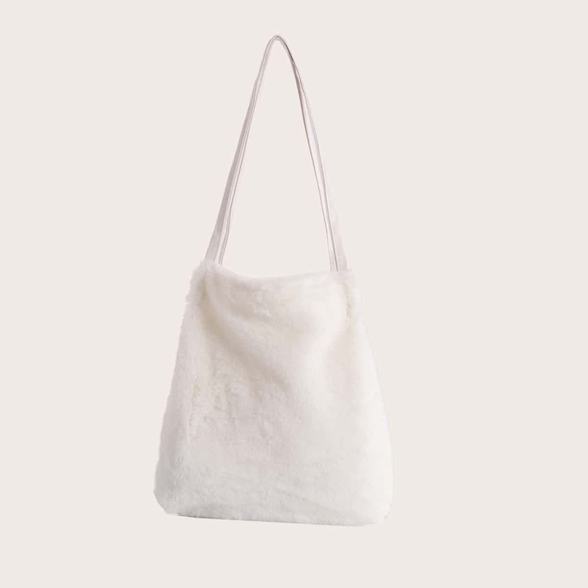 

Plush Tote Bag, White