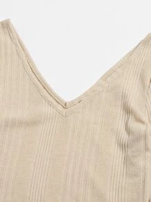 SHEIN Ribbed Long Sleeve Cropped Tee - Beige - View 5