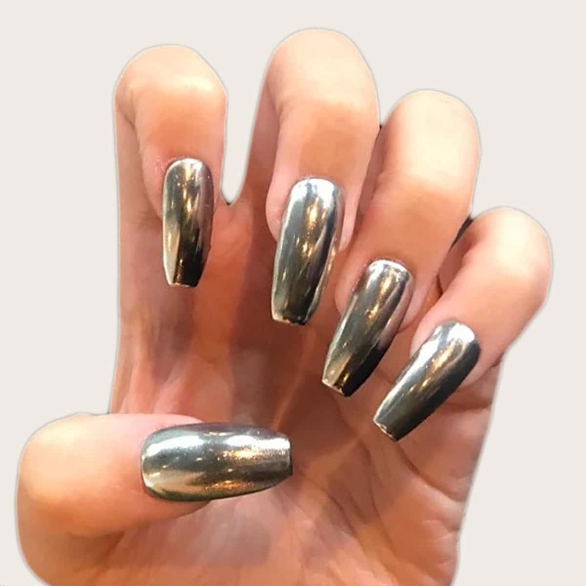 

24pcs Solid False Nail & 1pc Tape, Silver