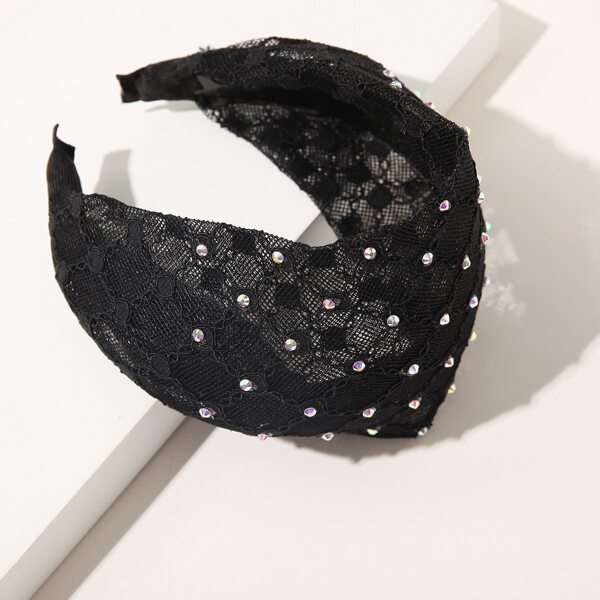 

Rhinestone Decor Mesh Hair Hoop, Black