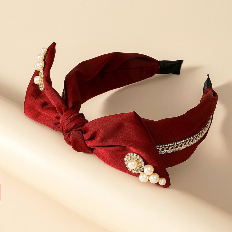 

Rhinestone & Bow Decor Hair Hoop, Red