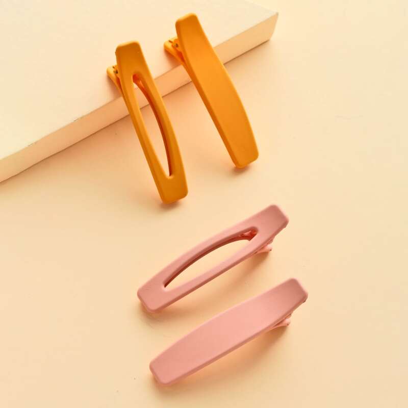 

4pcs Solid Hair Clip, Multicolor