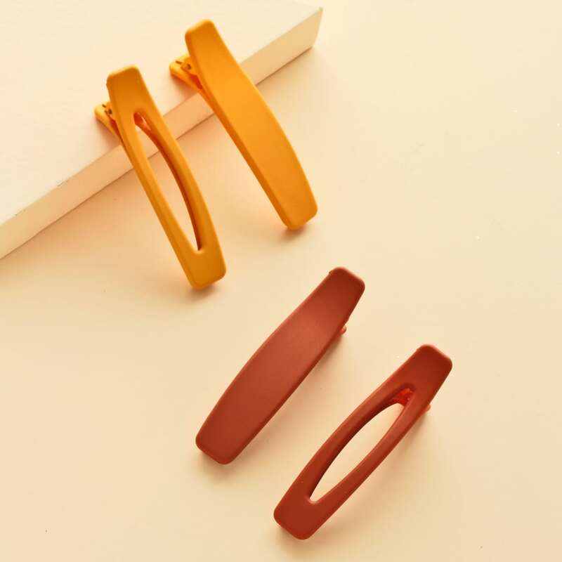 

4pcs Solid Hair Clip, Multicolor