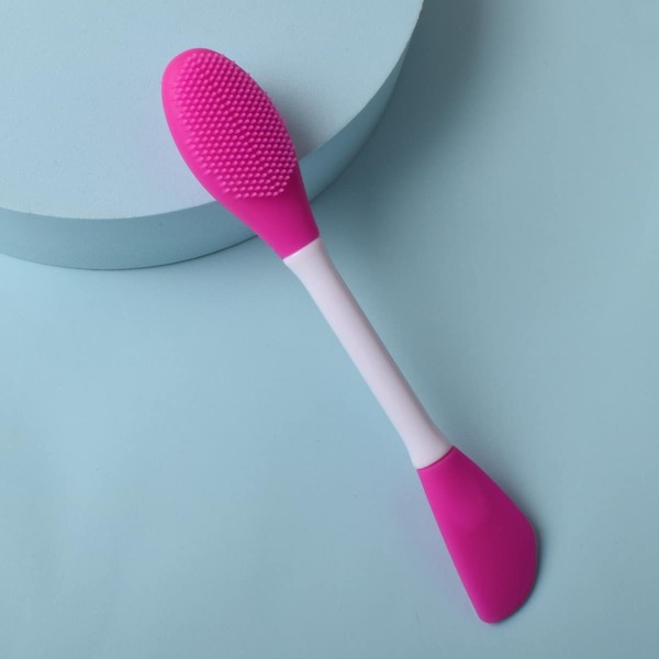 

1pc Dual-ended Silicone Facial Sheet Brush, Hot pink