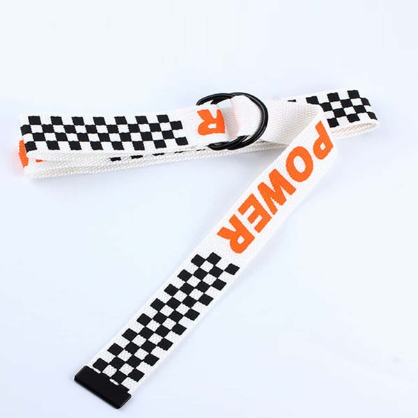 

Kids Plaid Canvas Belt, White