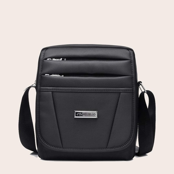 

Men Zip Front Crossbody Bag, Black