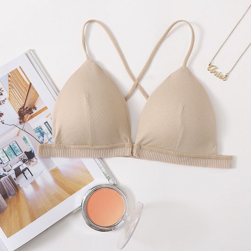 

Solid Triangle Bra, Beige