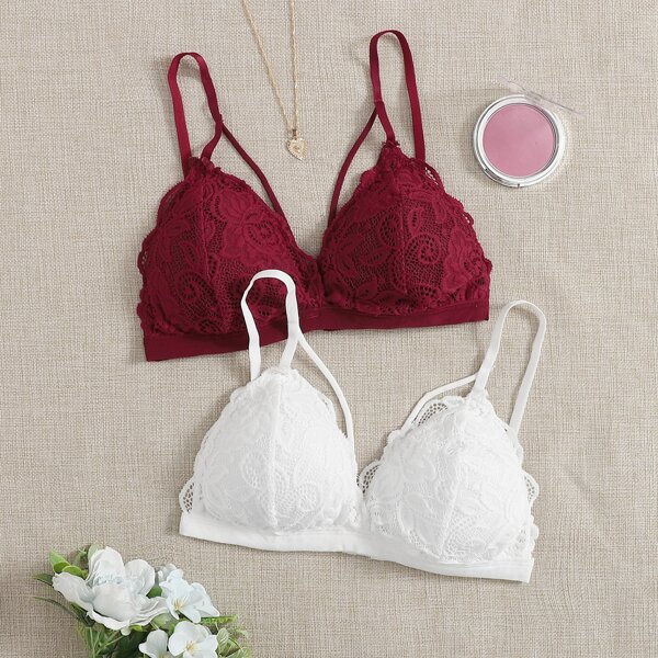 

2pack Floral Lace Bralette, Multicolor