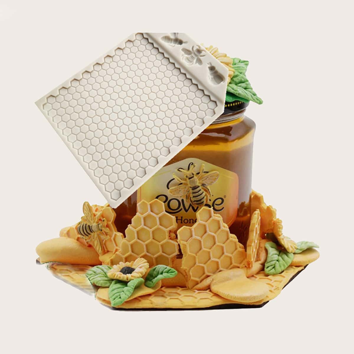

1pc Honeycomb Design Silicone Mold, White