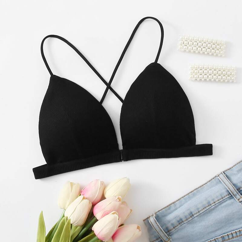 

Solid Triangle Bra, Black