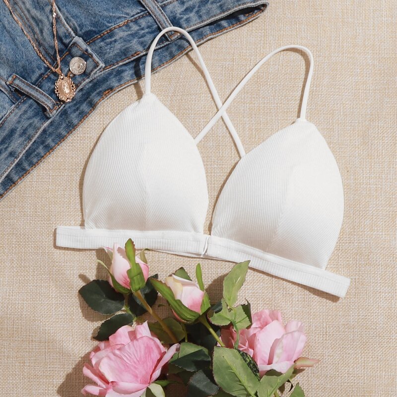 

Solid Triangle Bra, White