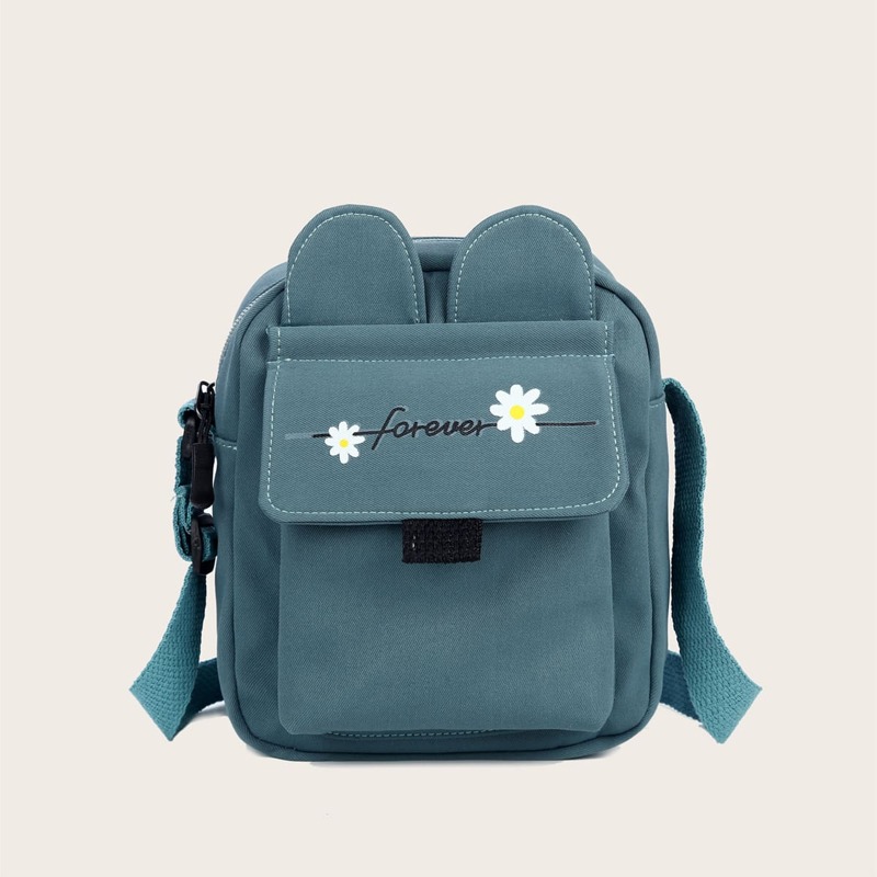 

Floral Graphic Crossbody Bag, Teal blue