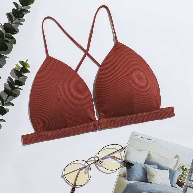 

Solid Triangle Bra, Maroon