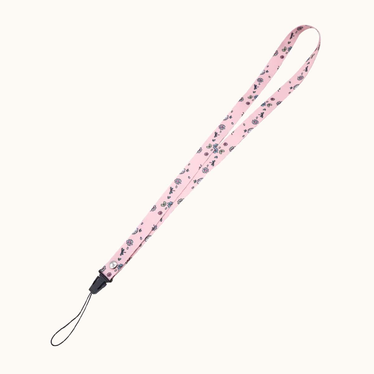 

1pc Flower Print Lanyard, Pink