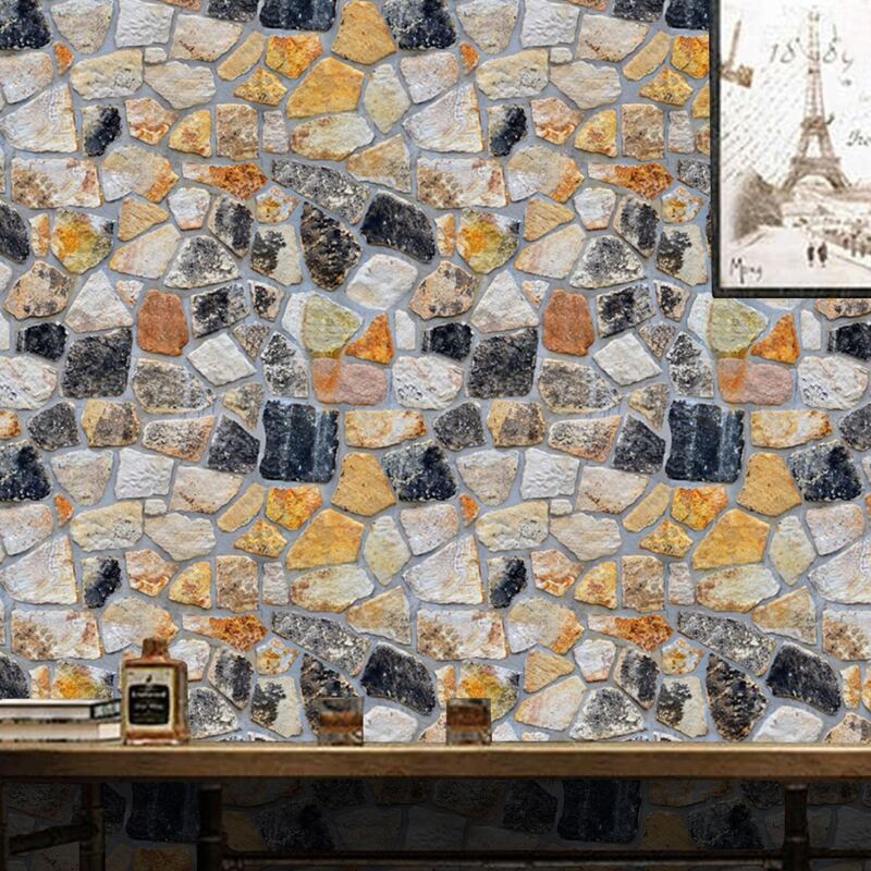 

1pc 3D Stone Print Wall Sticker, Multicolor