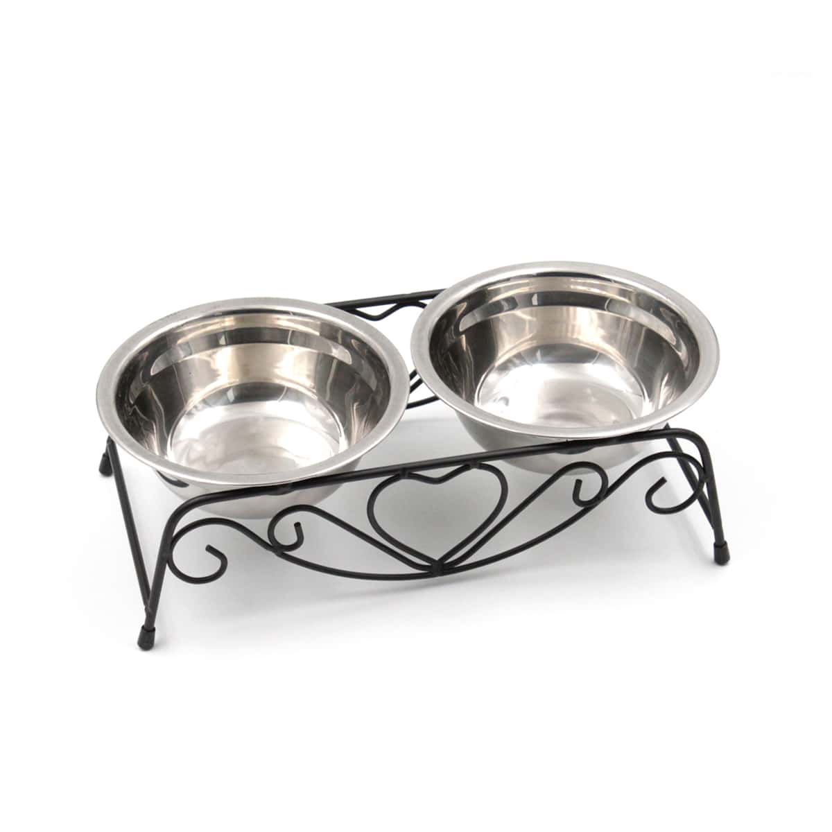

2pcs Stainless Steel Dog Feeding Bowl & 1pc Stand Rack, Silver