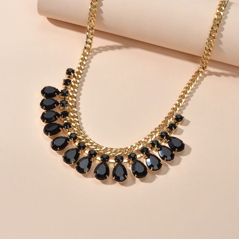 

Gemstone Decor Necklace, Black