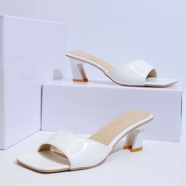 

Patent Leather Mules, White