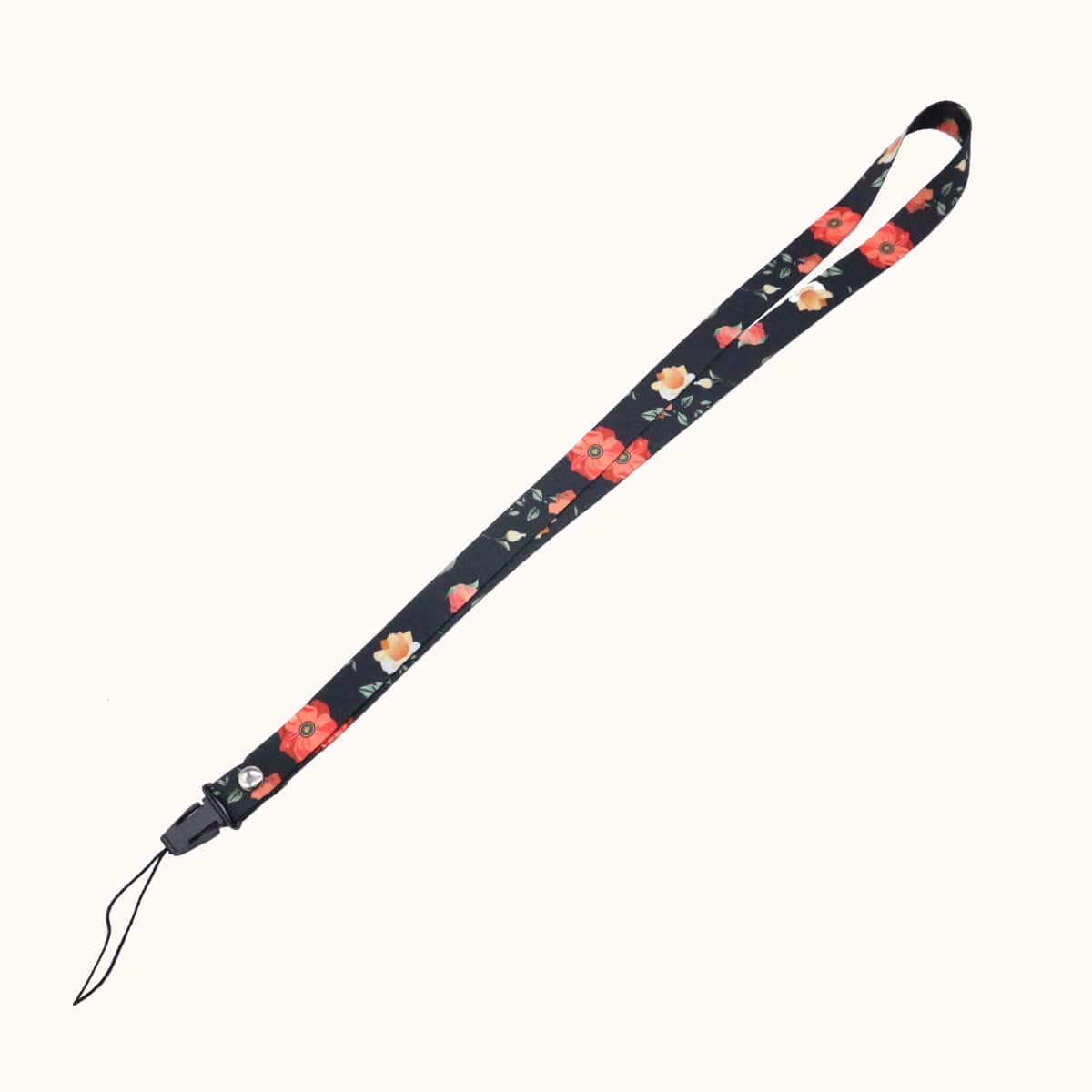 

1pc Flower Print Lanyard, Black