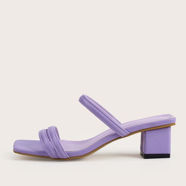 

Open Toe Chunky Heeled Mules, Purple
