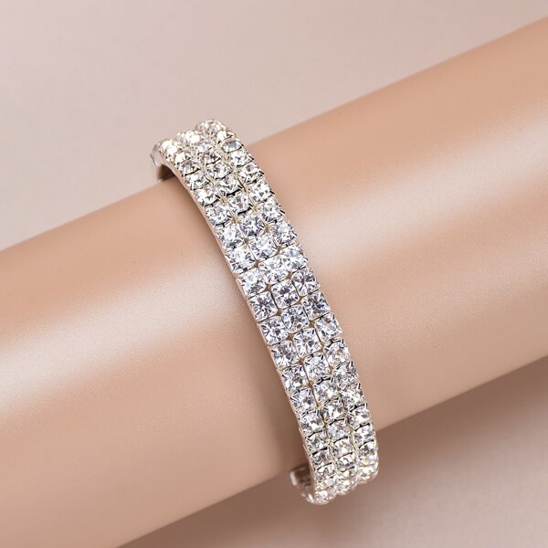 

Rhinestone Decor Bracelet, Silver