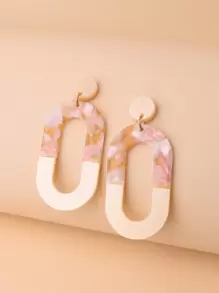 1副波西米亞風格萬用樹脂橢圓吊墜耳環