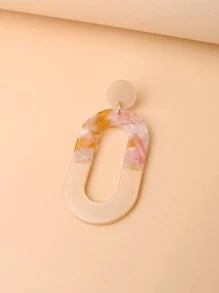 1副波西米亞風格萬用樹脂橢圓吊墜耳環