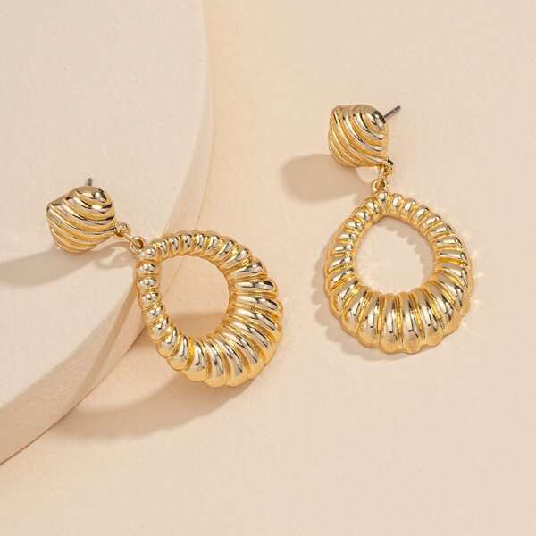 

Texture Metal Charm Drop Earrings, Gold