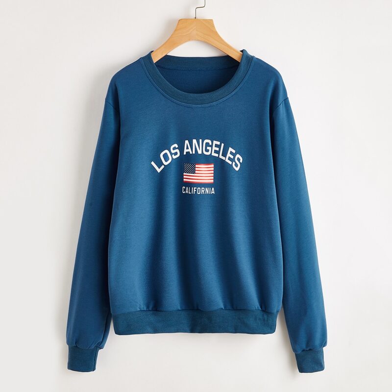 

Letter Flag Graphic Sweatshirt, Blue