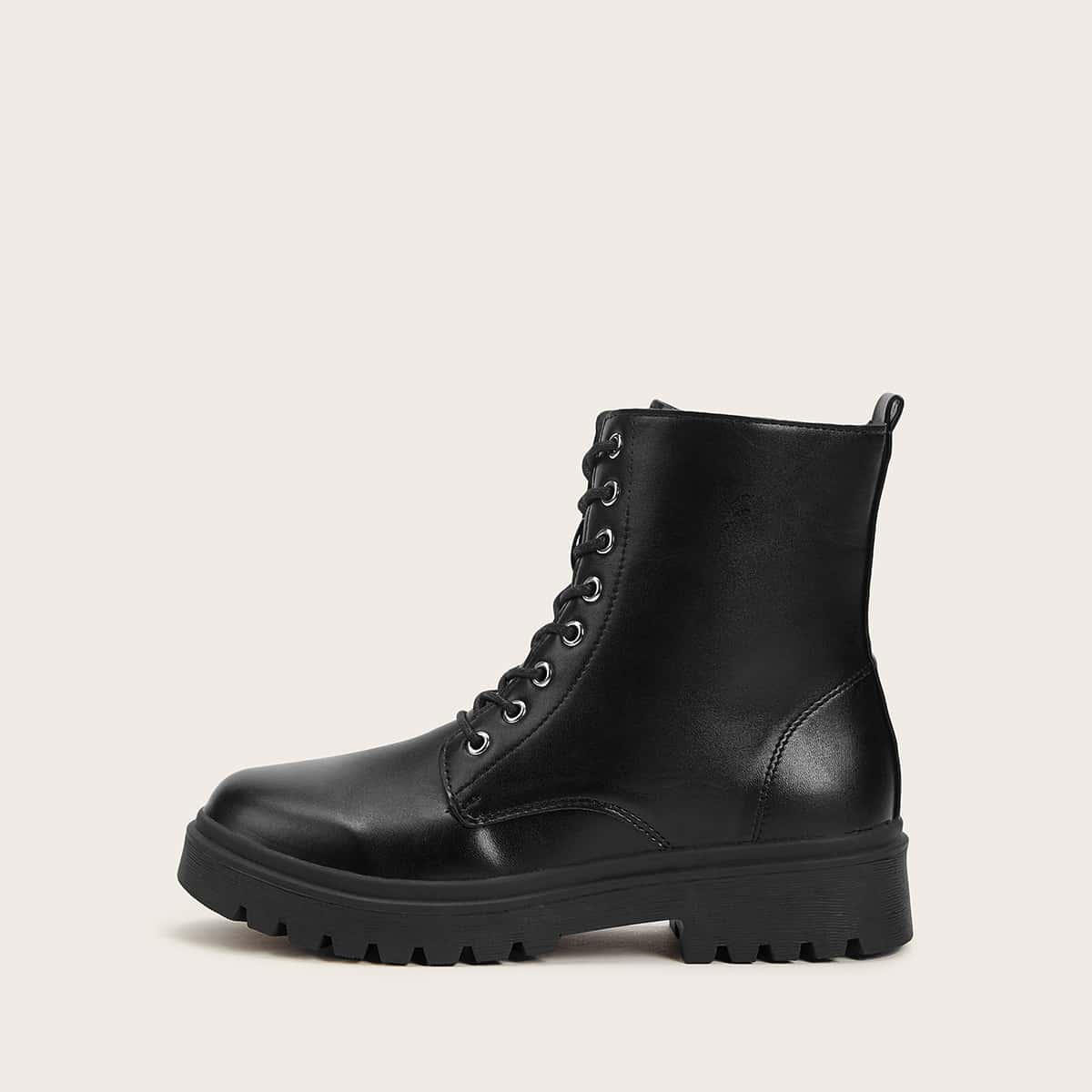 

Lace-up Front Combat Boots, Black