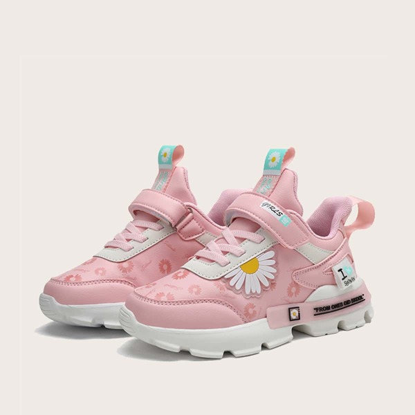 

Girls Daisy Floral Graphic Velcro Strap Sneakers, Pink