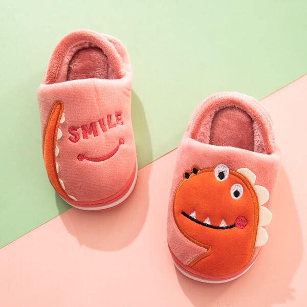 

Toddler Girls Dinosaur Graphic Fluffy Slippers, Hot pink
