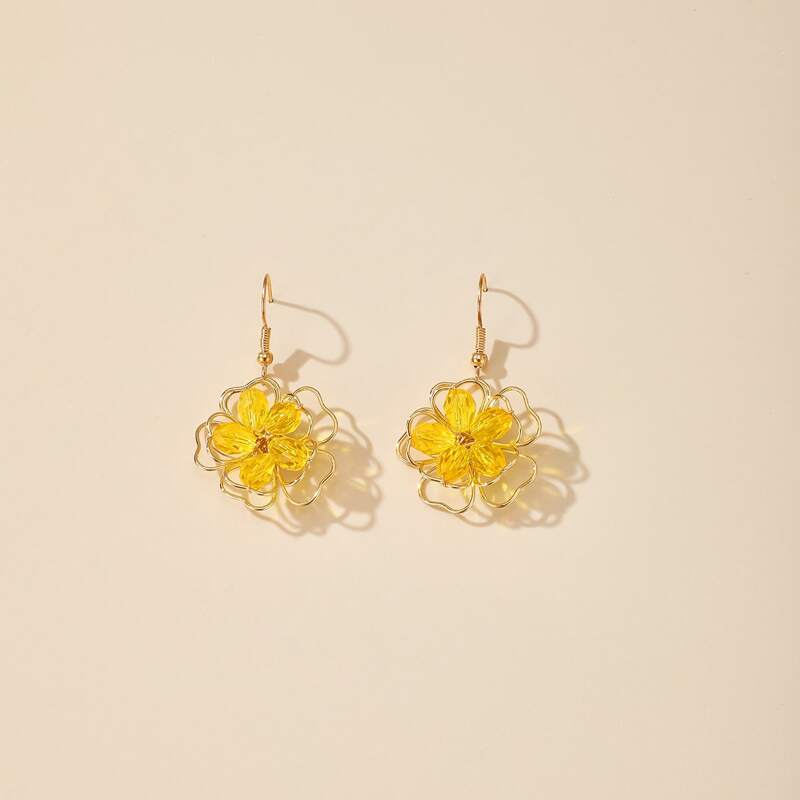 

Floral Drop Earrings, Gold