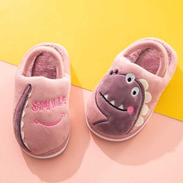 

Toddler Girls Dinosaur Graphic Fluffy Slippers, Mauve purple