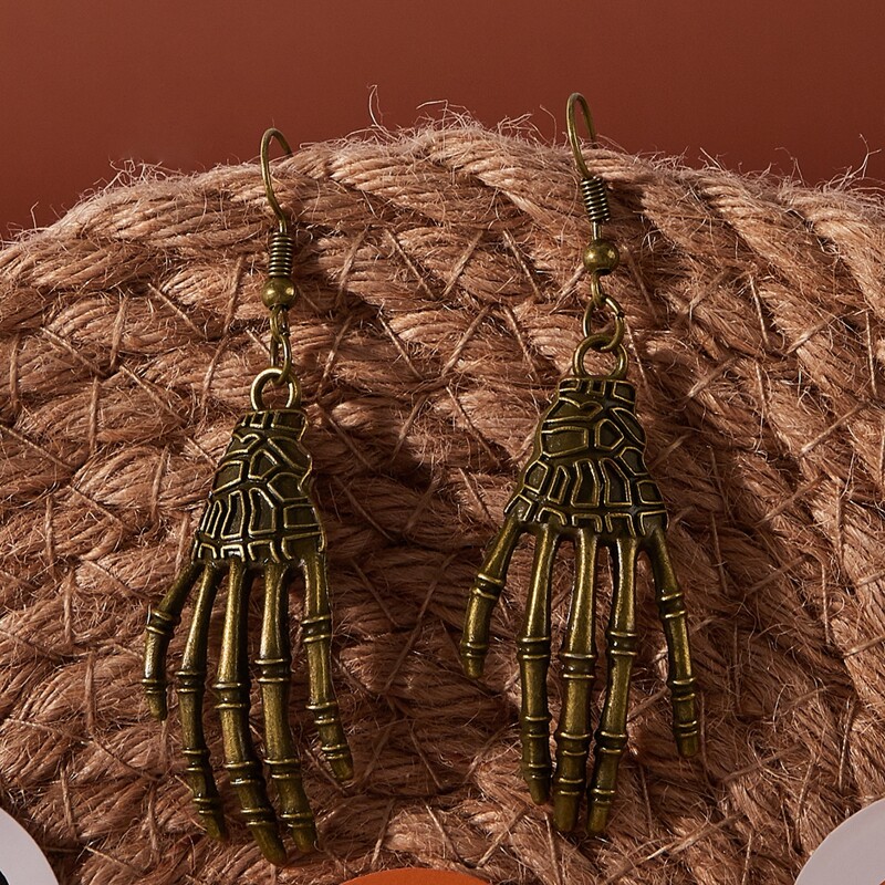 

Hand Drop Earrings, Bronze