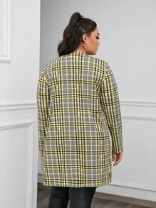 SHEIN Clasi Plus Open Front Plaid Coat - Multicolor - View 2