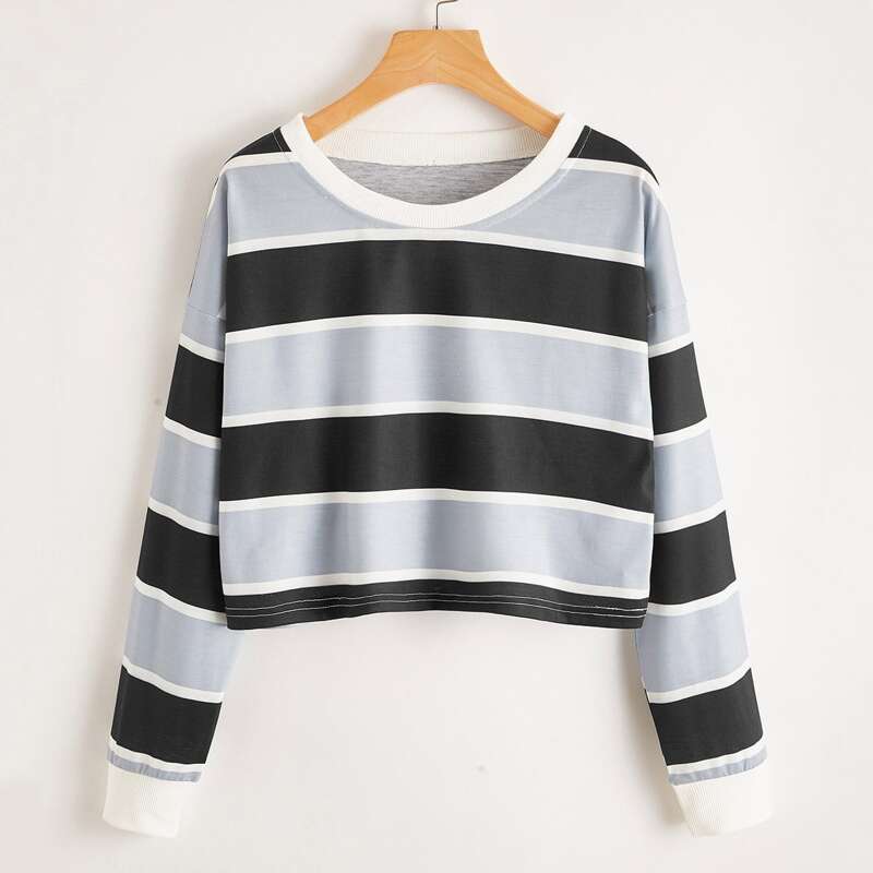 

Drop Shoulder Striped Tee, Multicolor