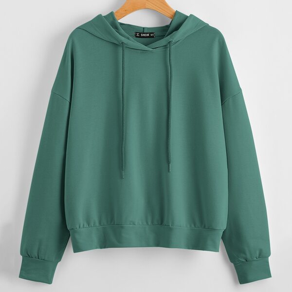 

Drop Shoulder Drawstring Oversized Hoodie, Green