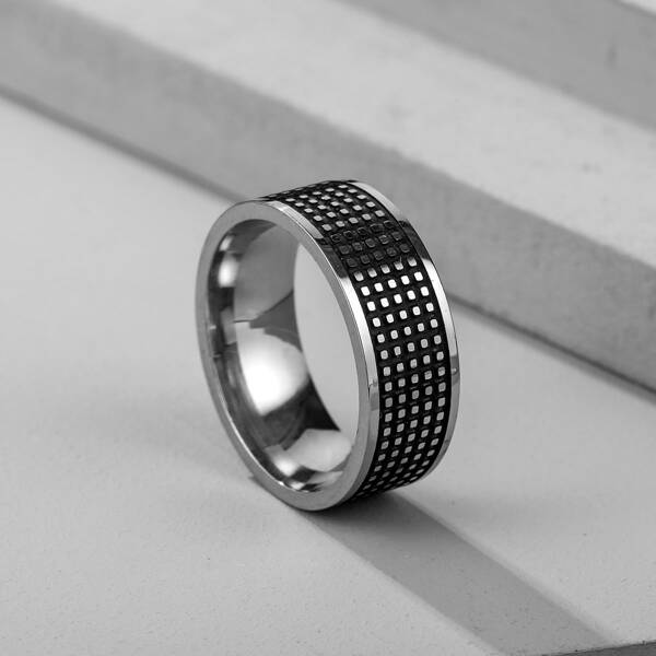 

Men Geometric Design Ring, Silver