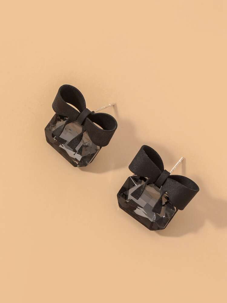 Bow Faux Crystal Studded Earrings