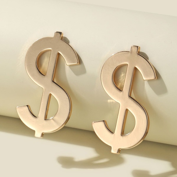 

Dollar Design Stud Earrings, Gold