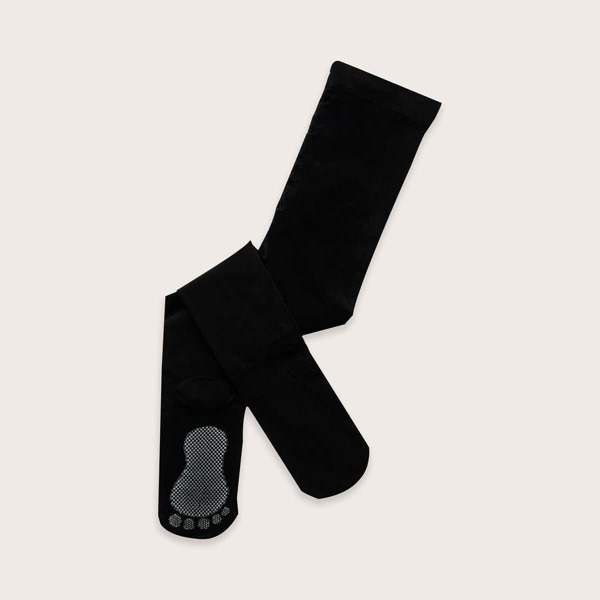 

Toddler Girls Footprint Pattern Tights, Black