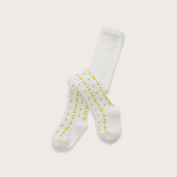 

Toddler Girls Heart Pattern Tights, White