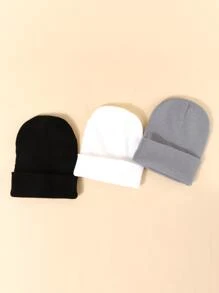 3入組中性實色y2k風滑雪帽,保暖透氣時尚多用途,適用於秋冬戶外日常活動 - 彩色 - 查看 1