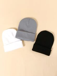 3入組中性實色y2k風滑雪帽,保暖透氣時尚多用途,適用於秋冬戶外日常活動 - 彩色 - 查看 3