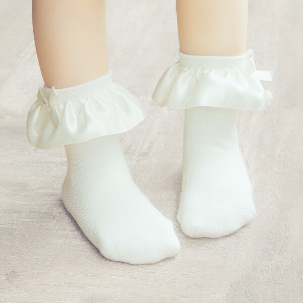 

Baby Bow Decor Solid Socks, White