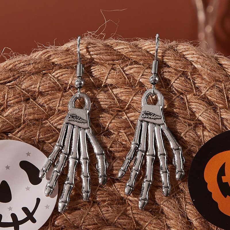 

Hand Drop Earrings, Silver