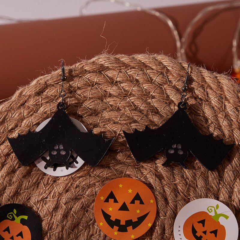 

Bat Drop Earrings, Black
