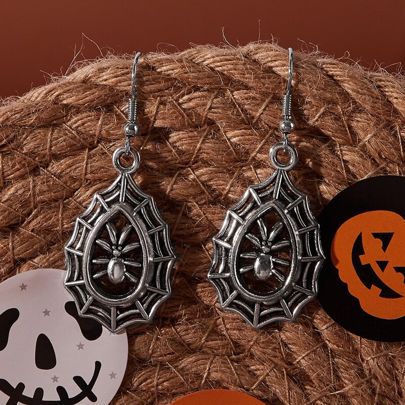 

Spider Drop Earrings, Silver