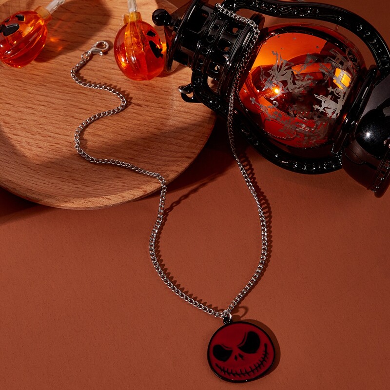 

Skeleton Pendant Necklace, Red